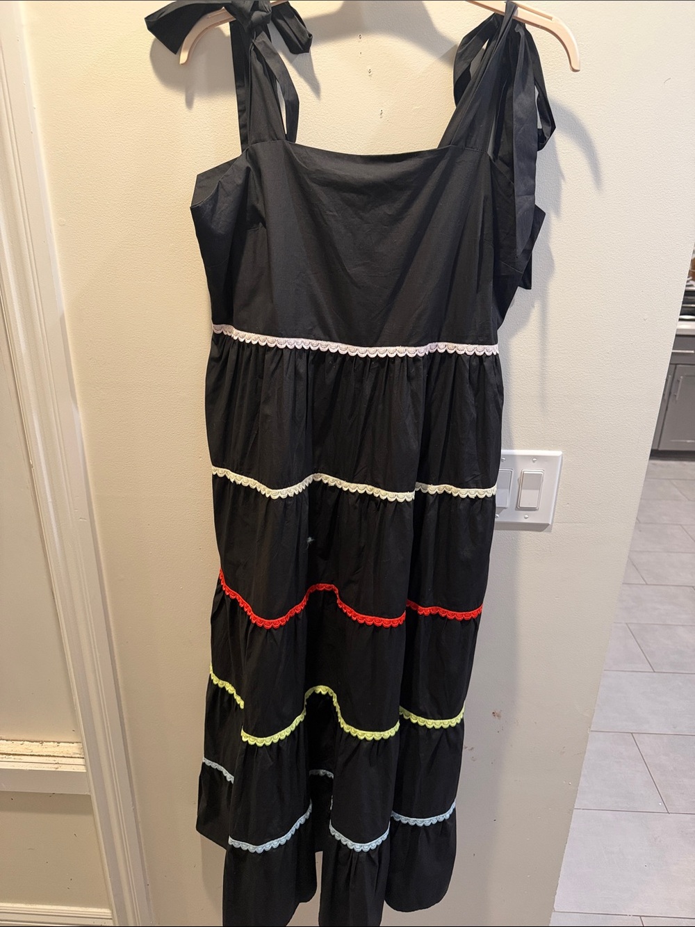 Sugarlips Black Tiered Dress with Bright Trim